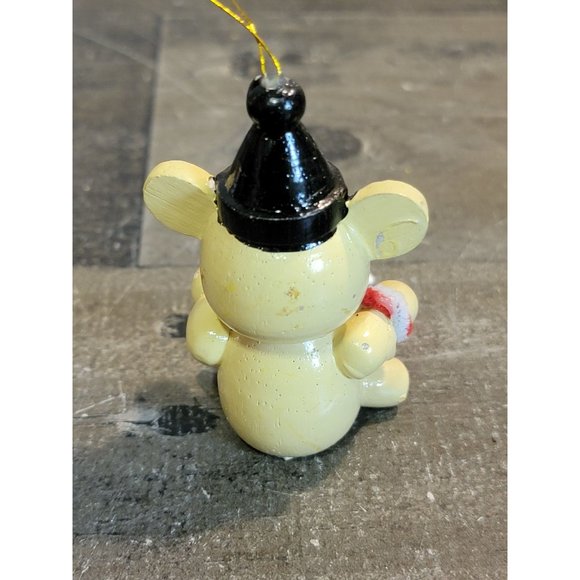 Vintage wooden brown teddy bear candy cane ornament Xmas decor - Picture 4 of 6